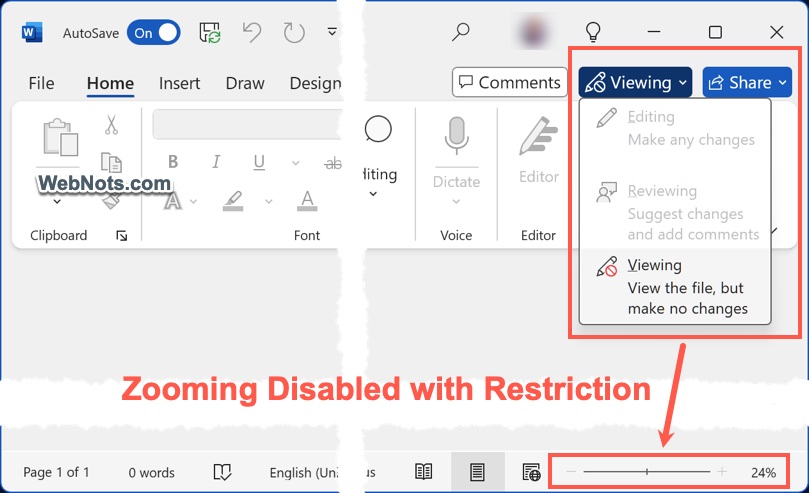 Zooming Disabled with Restriction