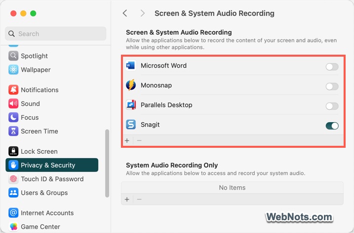 App Permission in Mac