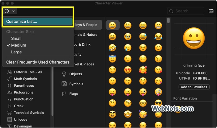 Customize List in Character Viewer