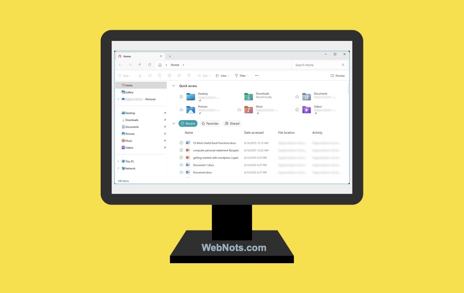 Disable Recent Files in File Explorer