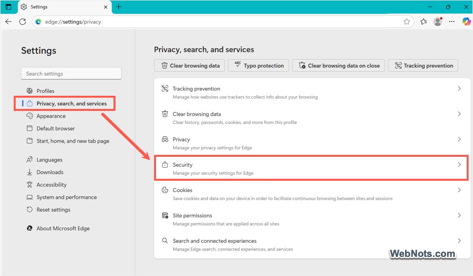 Edge Security Settings