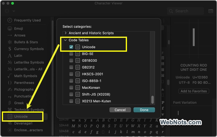 Include Unicode in List