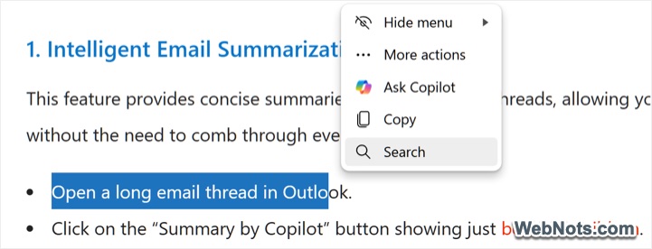 Mini Menu in Edge