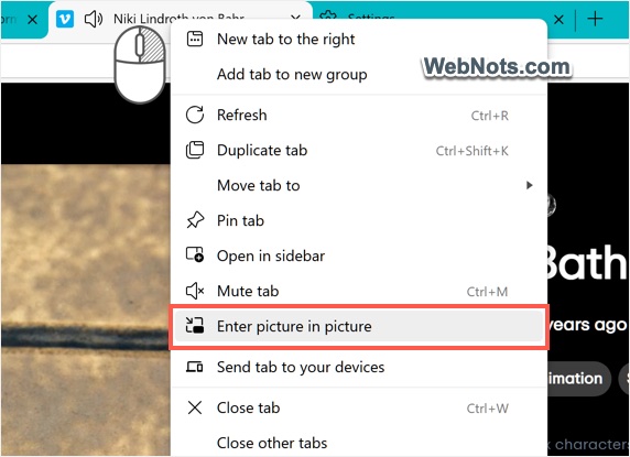 PiP on Tab Menu
