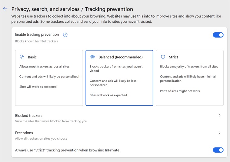 Privacy Setting Levels
