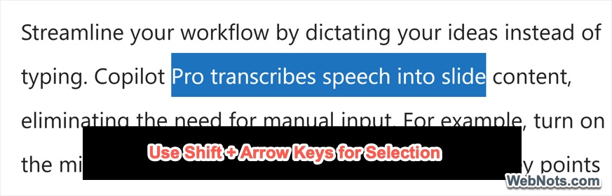 Select Text in Caret Browsing
