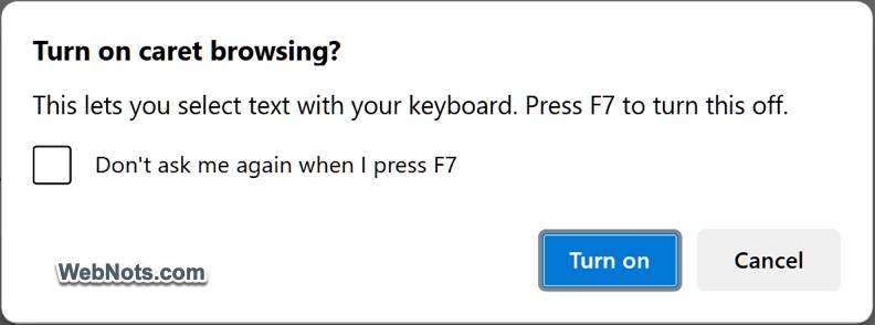Turn On Caret Browsing