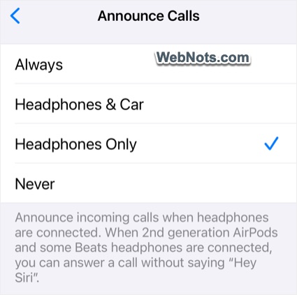 Announce Calls Using Siri