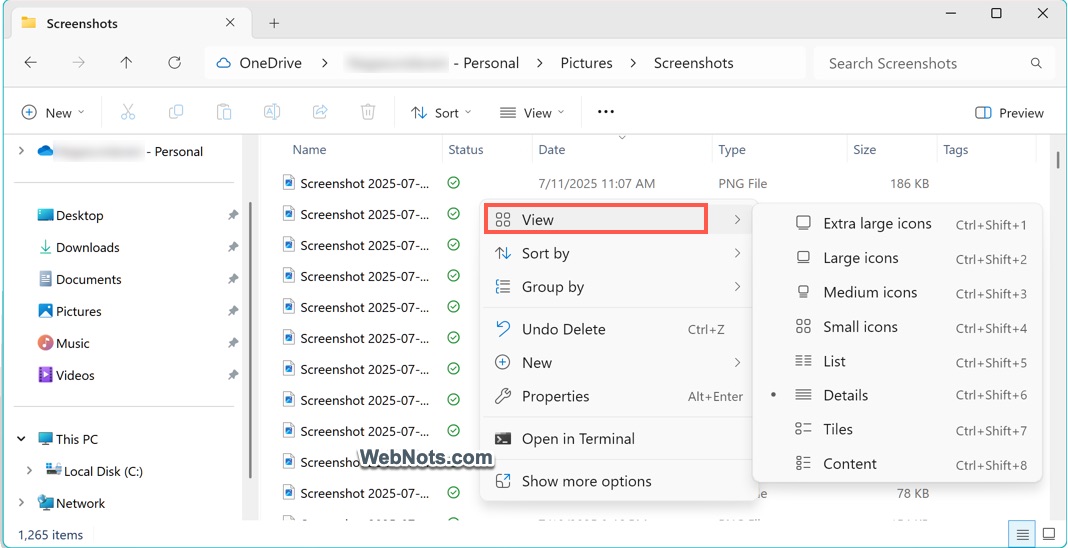 Change View in File Explorer