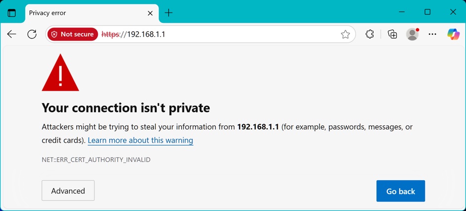 Connection Not Private Error