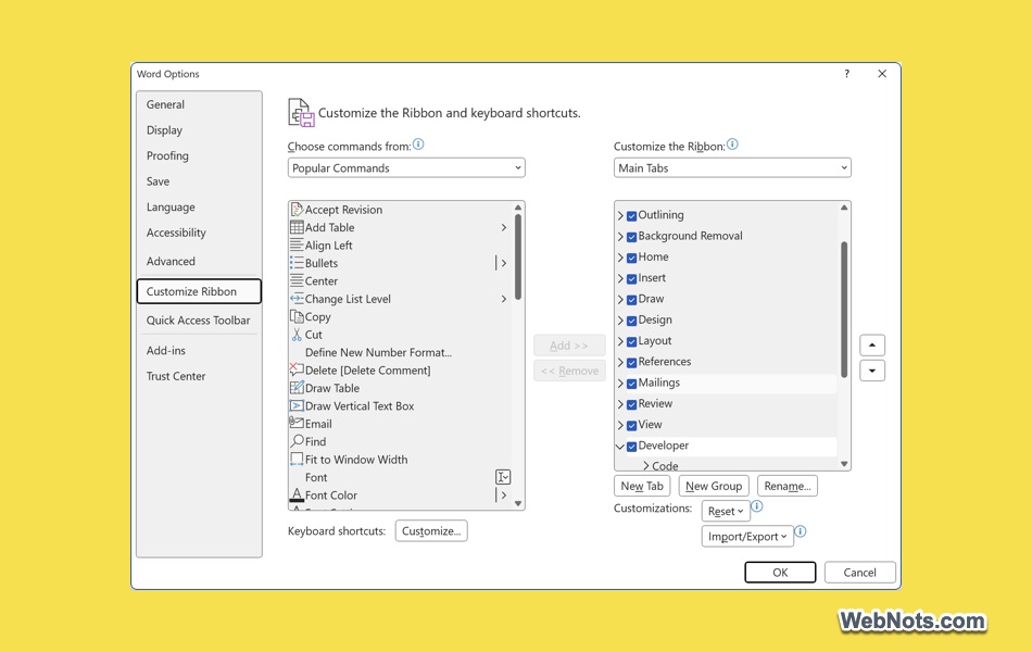 Customize Ribbon in Office Apps
