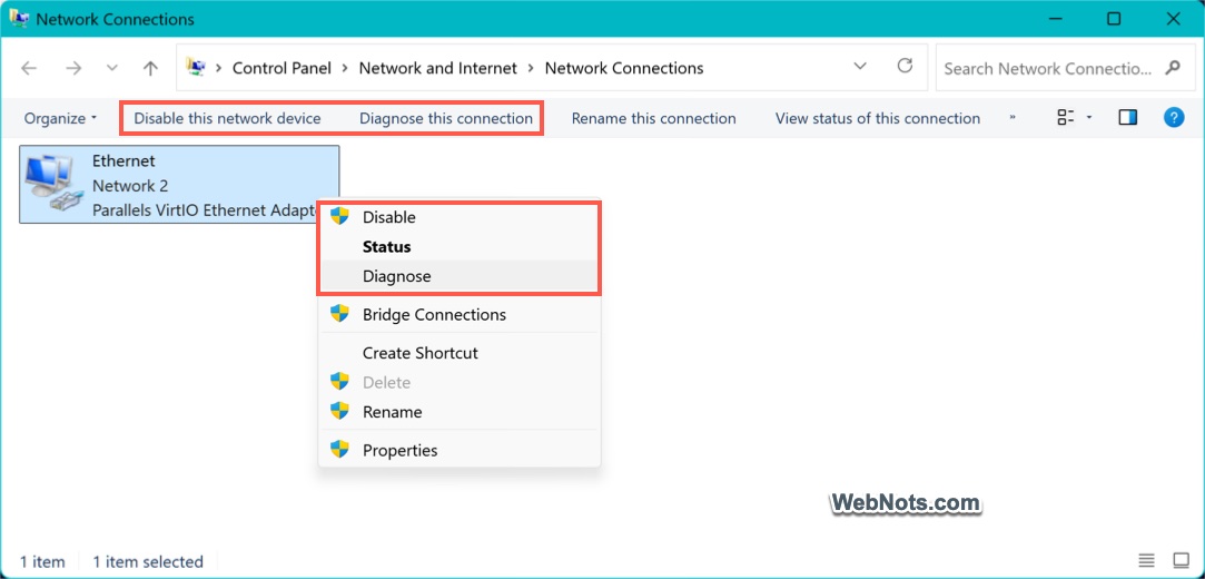 Diagnose or Disable Adapter