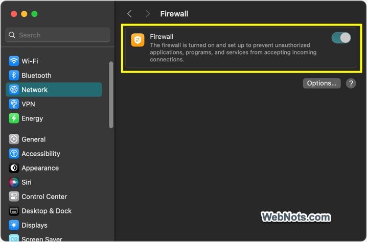 Disable Mac Firewall