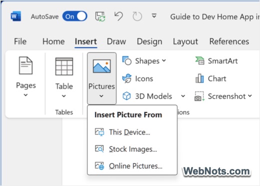 Insert Image in Word