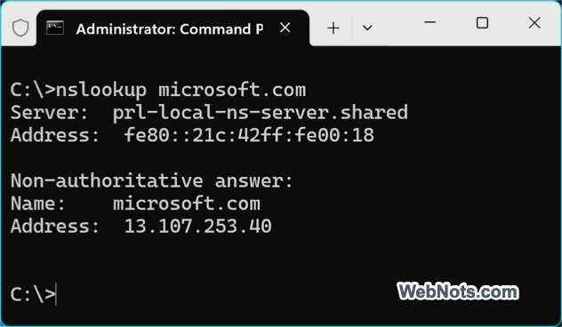 nslookup