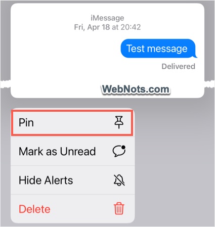 Pin Conversation in Messages App