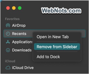 Remove Item from Sidebar