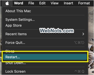 Restart Mac