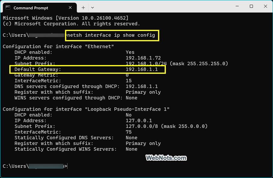 Router IP in netsh Command