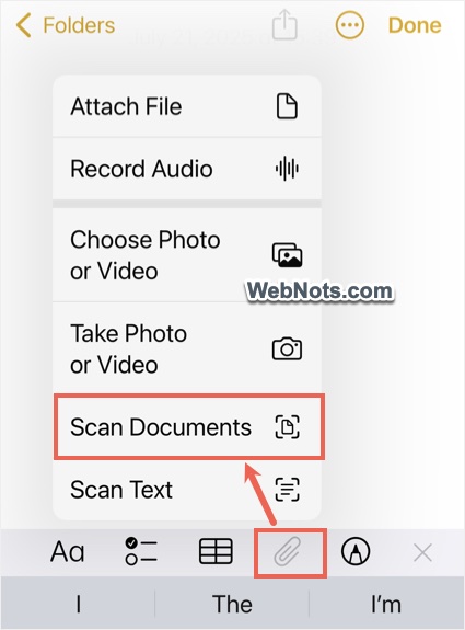 Scan Documents in Notes