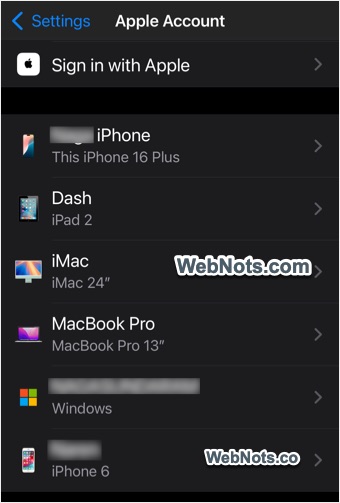 Apple Account Device List