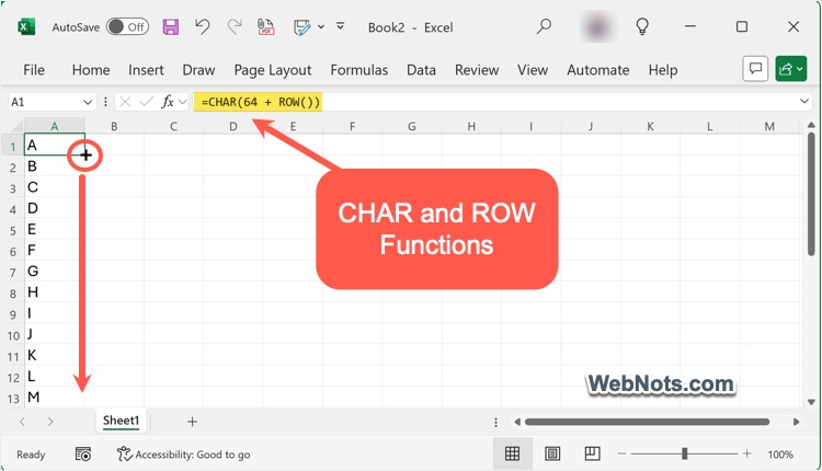 CHAR and ROW Functions