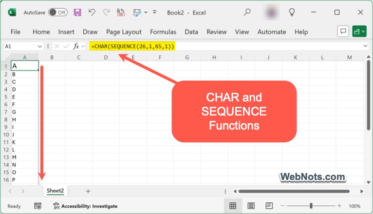 CHAR and SEQUENCE Functions