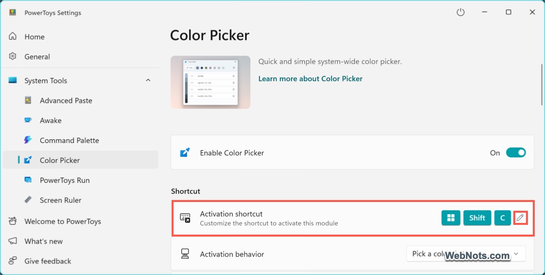 Check Default Activation Shortcut