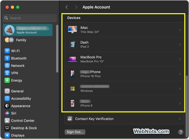 Device List on Mac