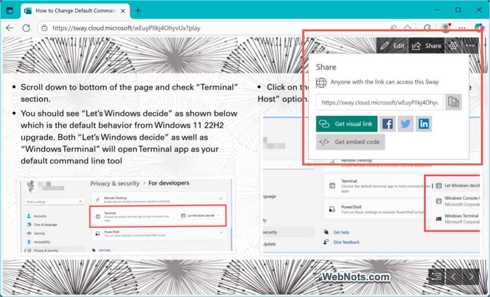 Get Share Link and Set Permission