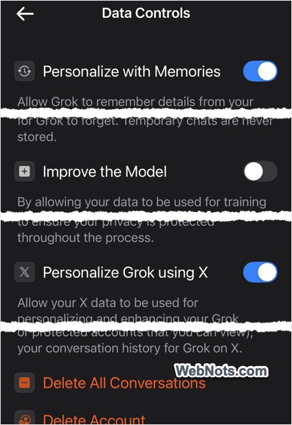 Grok Data Control