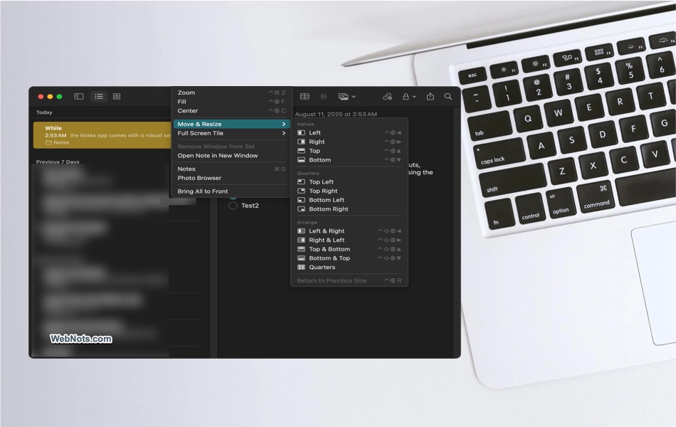 Keyboard Shortcuts for Notes App on Mac