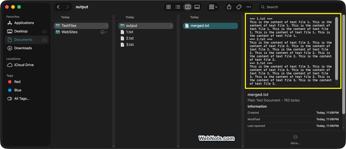Merged Content with File Headers