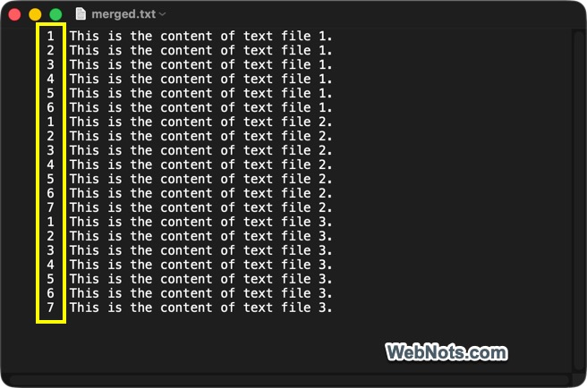 Merged File with Line Numbering