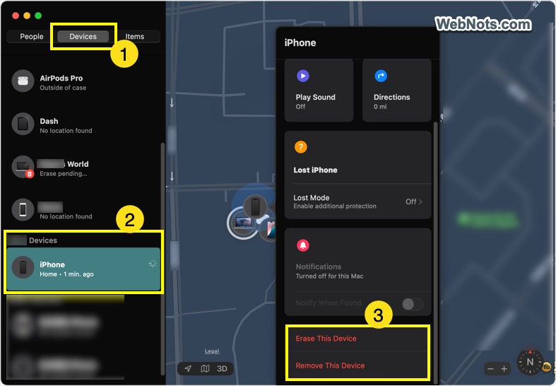 Remove Device in Find My