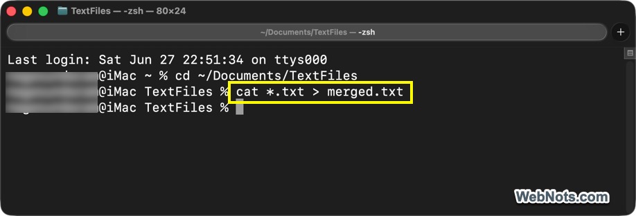 Run cat Command in macOS Terminal