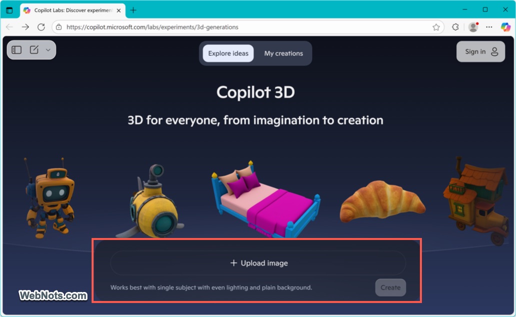 Upload Image and Create Model