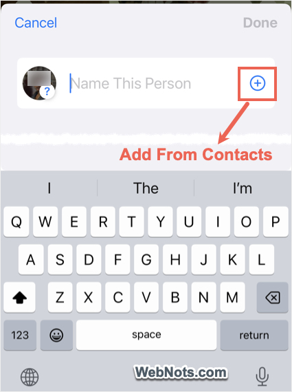 Enter Name or Add from Contacts