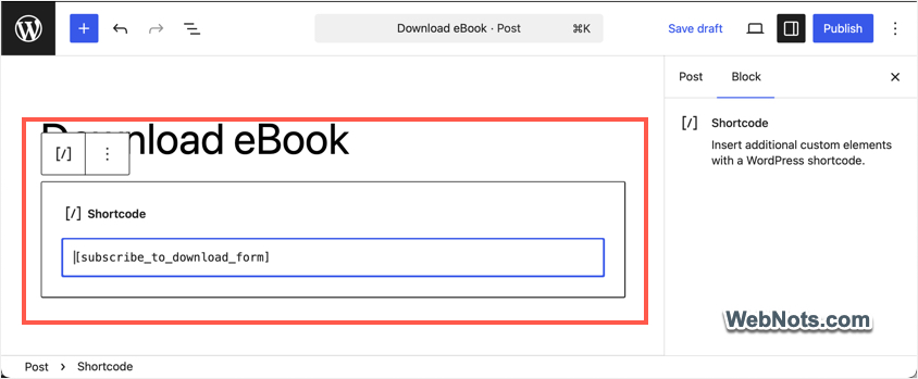 Insert Form Shortcode