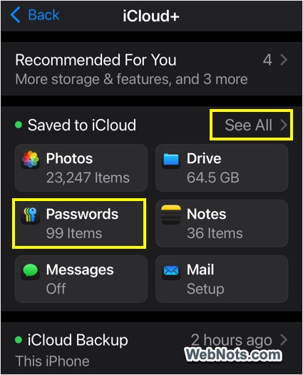 Open Passwords Section