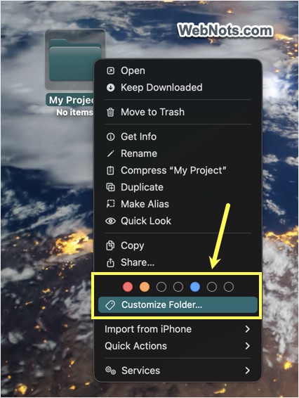 Select Customize Folder Menu