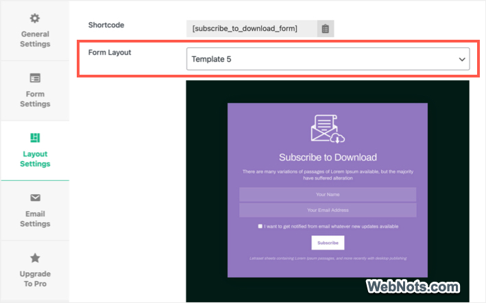 Select Form Template