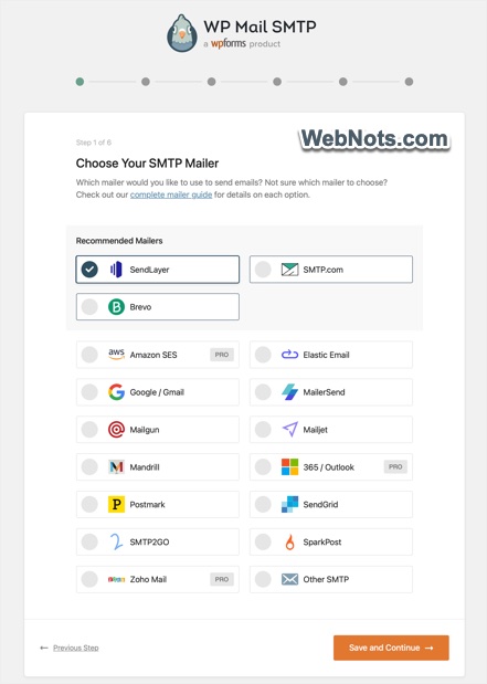 Select SMTP Mailer in WP Mail SMTP