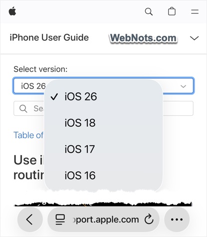 Switch iOS Version in Guide