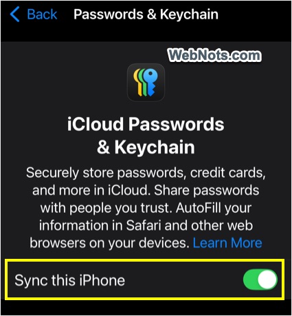 Sync Passwords in iCloud