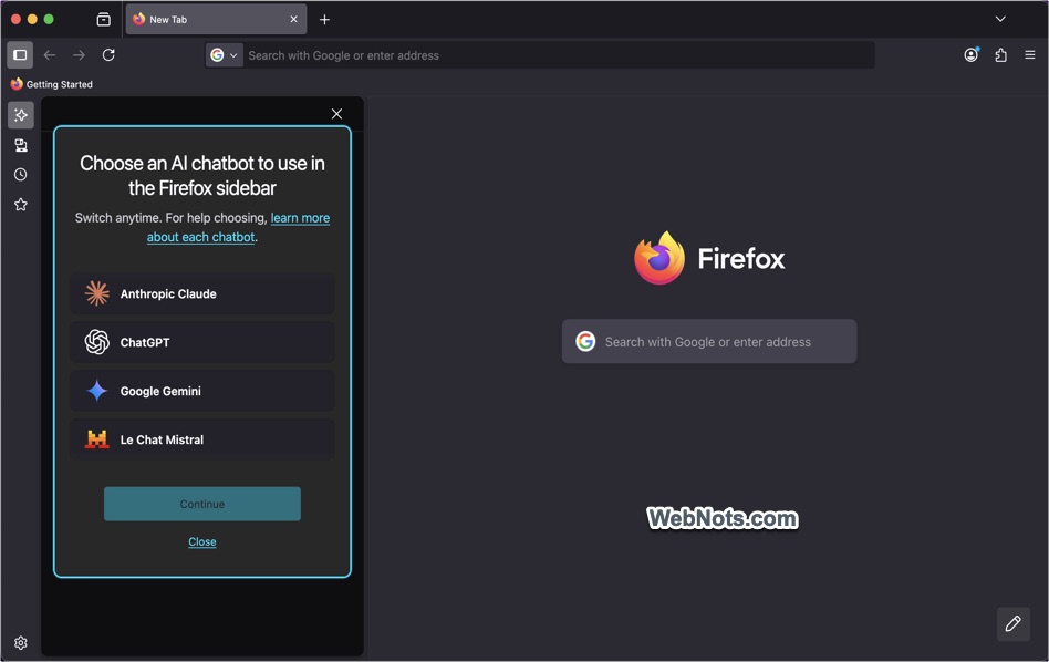 Use AI Chat in Firebox Sidebar