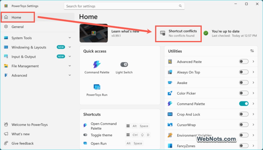 Check Shortcut Conflicts in PowerToys