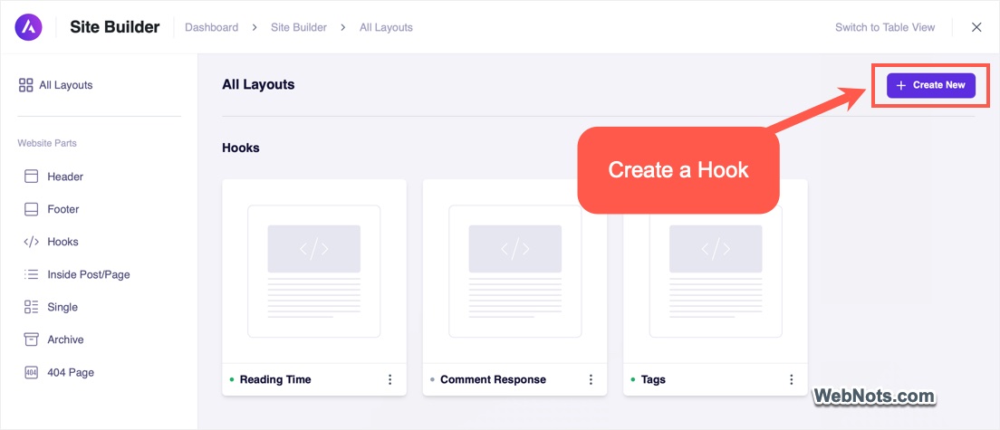 Create a Hook in Astra