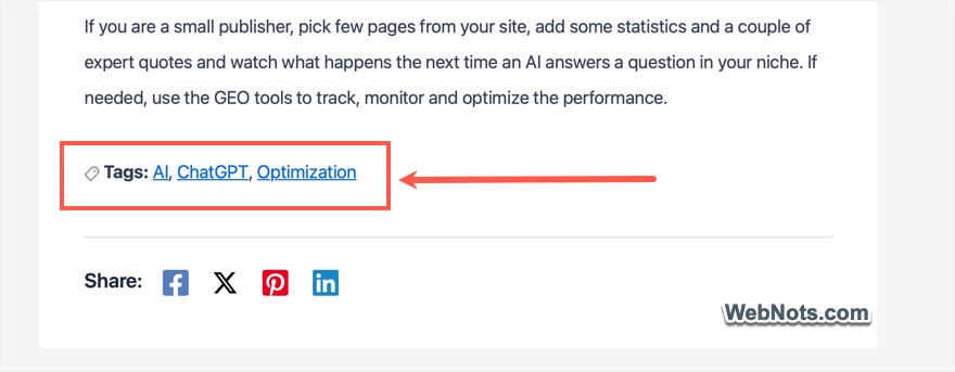 Tags on Published Posts