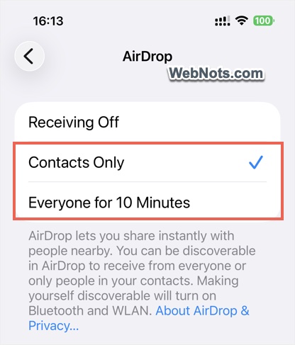 AirDrop on iPhone